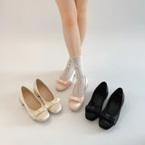 KYLETHOMASW  -  Sweet Butterfly-knot Women Satin Mary Jane Shoes Concise Slip On Low Heel Party Shoes New Spring Autumn Ladies Dress Pumps