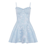 KYLETHOMASW  -  Elegant Slim Fit A-Line Trim Women Dresses Summer French Chic Camisole Holiday Style Frock