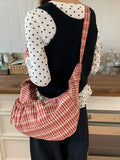 KYLETHOMASW  -  Korean Plaid Hobos Bag High Capaci Bolsos mujer College Style Shoulder Bags for Woman Commuter Sac Femme Lace-up Bolsas Bolsa