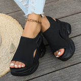 KYLETHOMASW  -  Brand Design Wedge Heel Sandals for Women Summer Knitted Fabric Platform Sandalias Mujer Buckle Thick Sole Gladiator Shoes