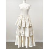 KYLETHOMASW  -  Korean Chic Summer New Item Niche Design Sense Waist Cinching Slimming Patchwork Ruffle Edge Cake Suspender Dress Women