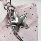 KYLETHOMASW  -  Vintage Frosted Tote Bag Casual Students Purse Large Capacity Shoulder Bag Polka Dot Drawstring Zipper Handbag with Star Pendant
