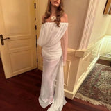 KYLETHOMASW  -  Women's White Off Shoulder Sheer Chiffon Beach Dress Long Sleeve Flowy Asymmetric Cover Swimwear
