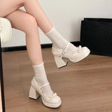 KYLETHOMASW  -  Black y2k Heels Women's Mary Jane Shoes Fashion Butterfly-knot Lace Pumps New Spring Autumn Wedding Party Shoes