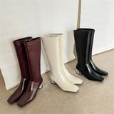 KYLETHOMASW  -  New Women High Heels Simple Style Warm Autumn Winter Slim Long Shoes Woman Thigh High Knight Boots