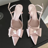 KYLETHOMASW  -  New Design Butterfly-knot Pointed Toe Woman Pumps Sexy Buckle Strap Wedding Stripper Thin High Heels Shoes