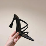 KYLETHOMASW  -  French Pointed Rhinestone Fine Heel Exposed Toe Sexy Nightclub High-heeled Sandals for Women