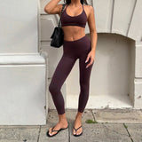 KYLETHOMASW  -  Spice Girl Suspender Vest Low Waist Skinny Hip Wrap Pants Two-piece Set Solid Color Simple Casual Sports Suit