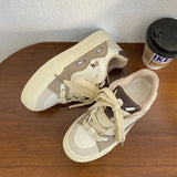 KYLETHOMASW  -  Ladies Mixed Colors Flats Sneakers Round Toe Breathable Vulcanize Platform Shoes Casual Comfy Soft Walking Sneakers