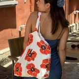 KYLETHOMASW  -  High-capacity Chic Floral Printing Women's Handbags Y2k Aesthetic Fashion Simple All Match Shoulder Bags Streetwear Underarm Bag