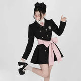 KYLETHOMASW  - School American Style College Style Japanese Upscale Pink Bow Waist Closure Suit Skirt Spring/summer Dress Short Style