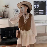 KYLETHOMASW  -  White Gentle Style Long-sleeved Dress for Women with Waist Slimming a Character