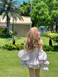 KYLETHOMASW  -  Trailing Tutu Skirt Set Fairy Sweet Princess Style High Waist Bow Slimming Tube Top Birthday Party Dress Lolita Outfits