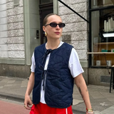 KYLETHOMASW  -  Women Y2K Tie Front Quilted Vest Plaid Floral V Neck Cropped Padded Gilet Coquette Sleeveless Jacket Going Out Top