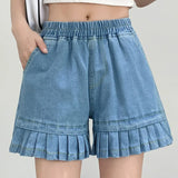 KYLETHOMASW  -  Casual Feng Shui Wash Loose Solid Color Straight Leg Pants Versatile Wide Leg Short Jeans For Women New