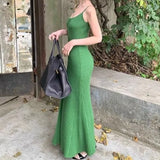 KYLETHOMASW  -  Vestidos Mujer Solid Knitted Spring Summer Sleeveless Sexy Women Dresses Elegant Vintage Slim Fashion Long Dress