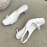 KYLETHOMASW  -  Fashion Butterfly-kont Thin Heels Square Toe Women Pumps Sandals Elegant Slingbacks Banquet Stripper Shoes