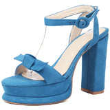 KYLETHOMASW  -  High Heels Sandals Women Summer Shoes Platform Flip Flops Nude Blue Heeled Dance Party Wedding Stripper Shoes Female Big Size
