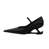 KYLETHOMASW  -  Pointed Toe Floating Shaped Heels Pumps Women Shallow One Word Belt Buckle Mary Jane High Heels 2025 Retro Party Catwalk Pumps