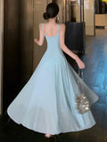 KYLETHOMASW  -  Women Elegant Fairy Mesh Evening Dresses Fashion Spaghetti Strap A-Line Party Dress Elegant Korean Slim Flared Holiday Vestidos