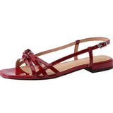 KYLETHOMASW  -  Summer Gladiator Women Sandals Casual Open Toe Red Patent Leather Shoes Ladies Elegant Flats Sandalias