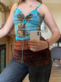 KYLETHOMASW  -  Exotic style pleated V-neck bead mesh suspender fashion ins American spicy girl irregular slim fit top vest