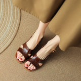 KYLETHOMASW  -  Women Summer Fashionable Thick Heel Open Toe Sandals Female New Versatile Retro Square Head Shoes High-heeled Slippers