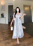 KYLETHOMASW  -  New Women's French Waist Cinched Dress Tea Break Style Summer Hepburn Slimming Knot Butterfly Long Skirt Korean Version