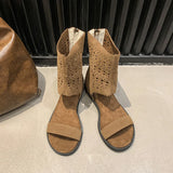 KYLETHOMASW  -  Spring Autumn Open Toe Internal Elevation Women Sandals Boots Ladies Casual Hollow Out Ankle Booties