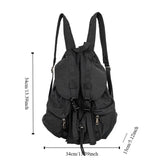 KYLETHOMASW  -  Korean Solid Color Drawsting Backpacks Light Weight Nylon Ruched Shoulder Bags Large Capacity Casual Student Schoolbag Travel