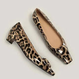 KYLETHOMASW  -  Leopard Kitten Heel Pumps Woman Pointed Toe Shoes Wedges Low Heeled Tacones Femmes Patent Leather Dress Bridal Shoes Ladies