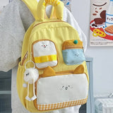 KYLETHOMASW  -  Japanese Girls Cartoon Schoolbags Women Students Kawaii Ins Pockets Backpack Y2k Patchwork Fashion High-capacity Plaid Backpacks