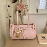 KYLETHOMASW  -  Korean Style Minimalist Solid Color Single Shoulder Crossbody Bag Women Large Capacity Fashionable Texture Handheld Tote Bag...