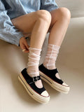 KYLETHOMASW  -  Thick Bottom Mary Jane Shoes Breathable Hollow out Canvas Versatile Summer New Style Metal Decorated Mid Heel Casual Women's Foo