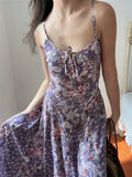 KYLETHOMASW  -  Cotton Rayon Floral Printed Strappy Dresses Women Robe Summer Casual Sexy Sleeveless Long Strap Dress Boho Beach Party Vestidos