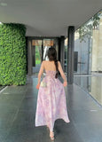 KYLETHOMASW  -  Women Summer Floral Print Sexy Off Shoulder Backless Elegant Party Dresses High Waist Lace-up Sleeveless Slim Beach Maxi Dress