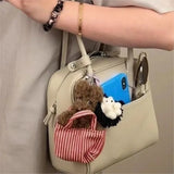 KYLETHOMASW  -  Light Gray Minimalist Handbag Women Pebbled Texture Leather Square Shoulder Bags Ladies Casual Niche Premium Boston Bag