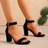 KYLETHOMASW  -  Women Chunky Heels Sandals New Summer French Style Back Empty Female Thick Heel Open Toe Women Shoes M251