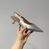 KYLETHOMASW  -  Fashion Low Heel Footwear Shallow Women Heeled Sandals Shoes Casual Female Pointed Toe Ladies Sandals Slip On Shoes Pumps