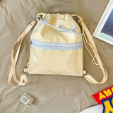 KYLETHOMASW  -  Portable Transparent Pocket Drawstring Backpack PU Lightweight Itabag Handheld Bag Large Capacity Shoulder Bag Casual