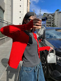 KYLETHOMASW  -  New autumn and winter fashion contrasting striped long sleeved cardigan for women's casual street knitting loose sweater