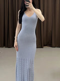KYLETHOMASW  -  Elegant Women's Knit Dress Fashion Ribbed Sleeveless Beach Vacation Maxi Dress Summer New Party Women's Casual Dress