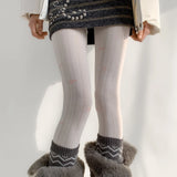 KYLETHOMASW  -  Nighttime Classroom Grey Tights Women's Spring Autumn Style Retro Hollow Vertical Stripe Socks  Knot Printed Base La...