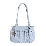 KYLETHOMASW  -  Women's Small Polka Dot Ruched Bow Shoulder Bag Sweet Retro Aesthetic Daily Dating Shopping Underarm Bag New Trend Handbags