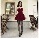 KYLETHOMASW  -  Shiny Patchwork Dress Women Slash Neck Ruched Shaped Waist Cleavage Casual Atmosphere New Fashion Trend Streetwear