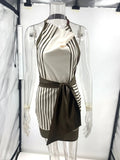 KYLETHOMASW  -  New Sleeveless Elegant Simple Party Dress Women Summer Holiday Backless Chic Mini Dress Striped Patchwork Dress for Women