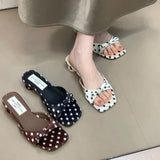KYLETHOMASW  -  Summer Open Toe Women Slippers Polka Dot Designer Fashion Low Heel Dress Shoes Ladies Outdoor Elegance Slippers Women 8923