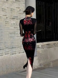 KYLETHOMASW  -  Elegant Fashionable Qipao New Style Republic of China Style Beautiful Splicing High-end Design Western-style Hip Hugging Dress