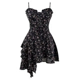 KYLETHOMASW  -  Hebe Style Floral Print Two-Piece Set Women's Elegant Black Off-Shoulder Asymmetrical Dress Sunscreen Cardigan Slimming Effect