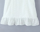 KYLETHOMASW  -  Bow Lace Trim White Sling Mini Sexy Dresses  Sweet Women Elegant A-line Cotton Summer Dress Night Out Robe